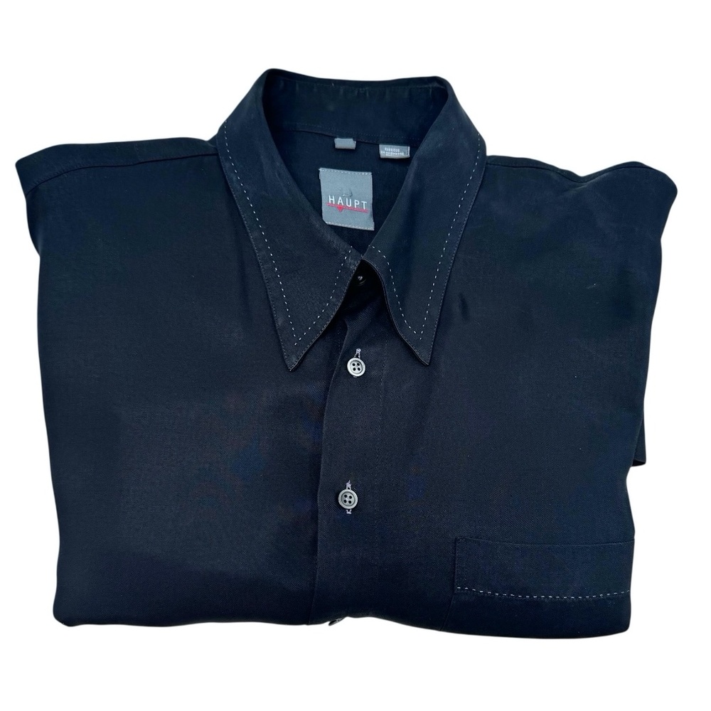 HAUPT BLACK W CONTRASTING STITCHING LONG SLEEVE BUTTON UP SHIRT